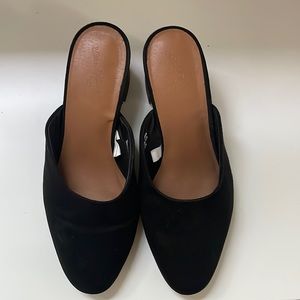 Faux suede heeled mules